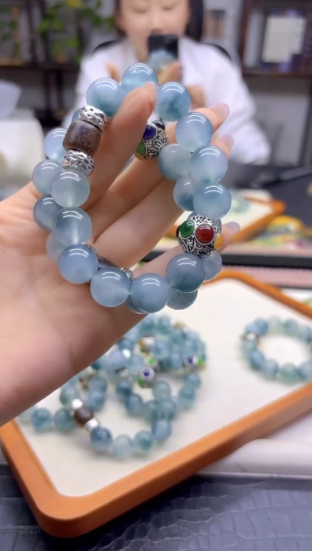 银S925镶嵌手链翡翠DIY款S956