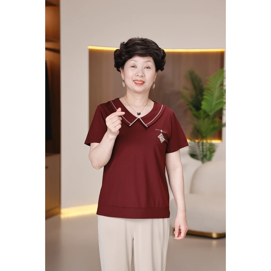 夏季气质薄款短袖t恤妈妈装中年夏季夏装时尚休闲841