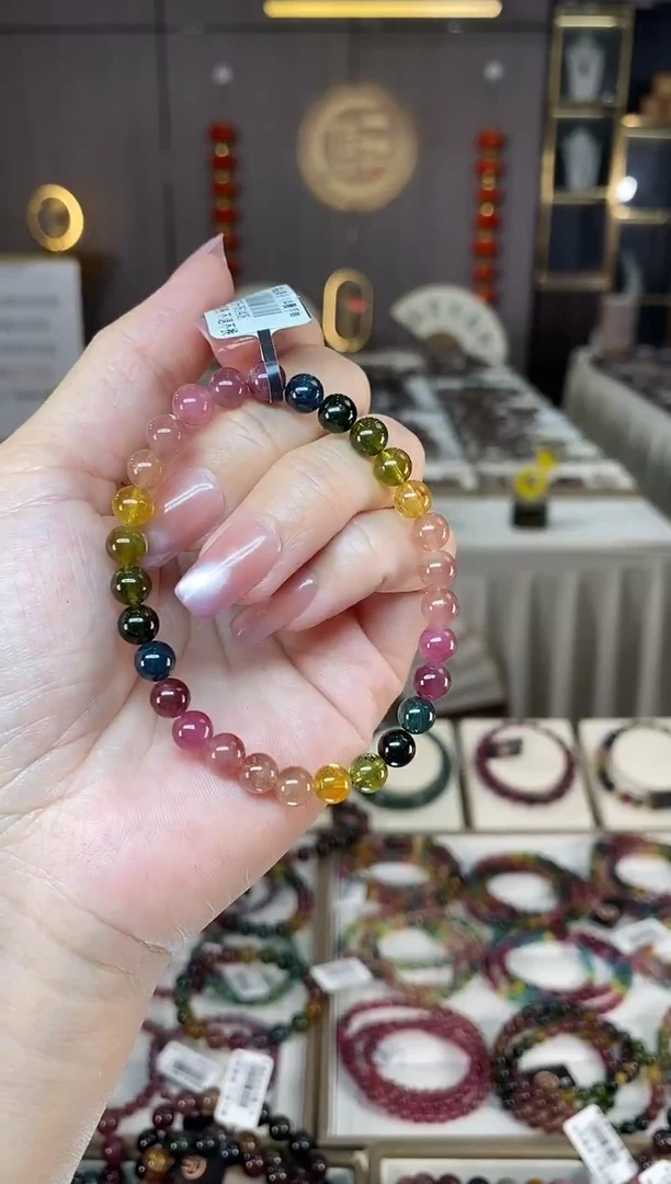 未镶嵌老矿碧玺彩虹冰体单圈手串6mm+碧玺多样性发一条hon