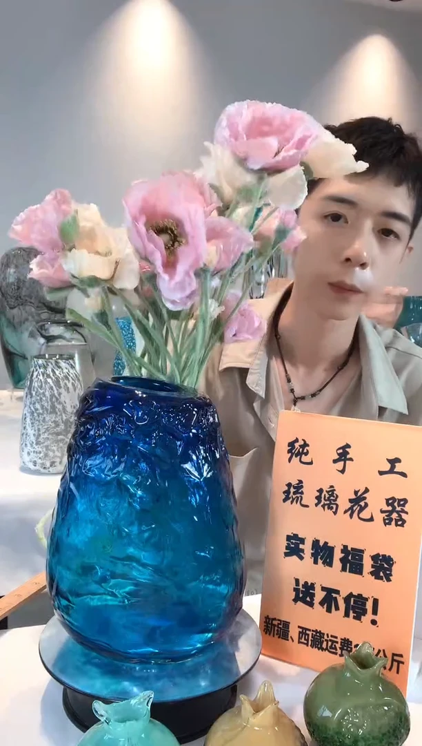 手工古法琉璃花器高24口6