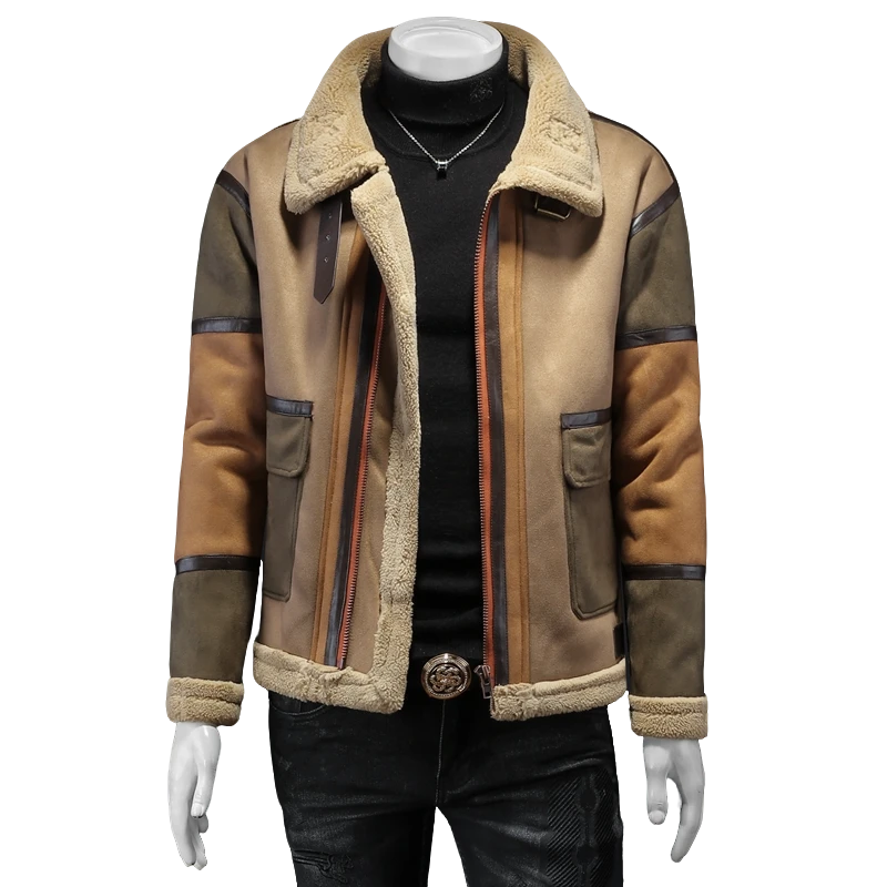 贾鲁萨加高端时尚秋冬季新款夹克男士潮牌高级感加绒加厚拼接夹克