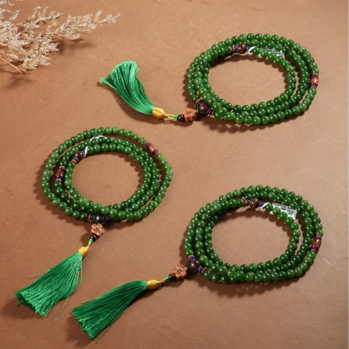 【老掌柜讲珠宝】和田玉碧玉108项链/多样性发货发一件 8mmJZF11203