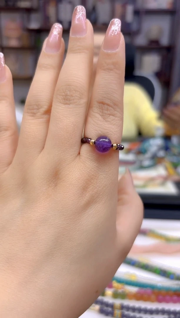 紫晶戒圈未镶嵌DIY款J109