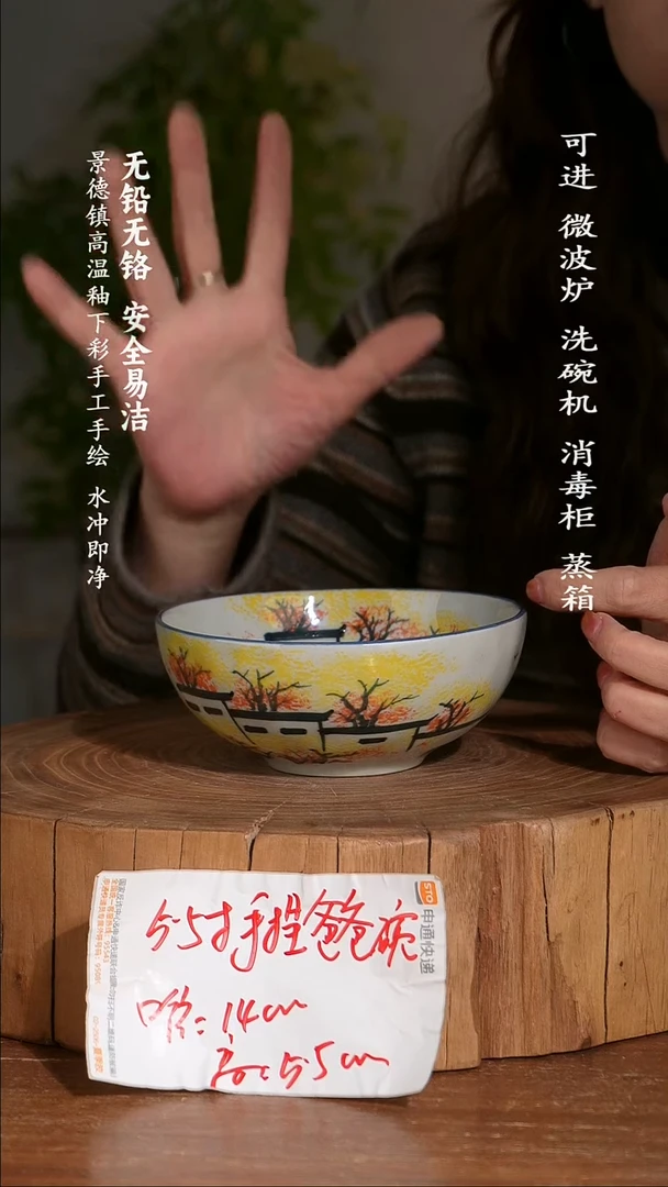 碗陶瓷景德镇高温瓷釉下彩手绘陶瓷