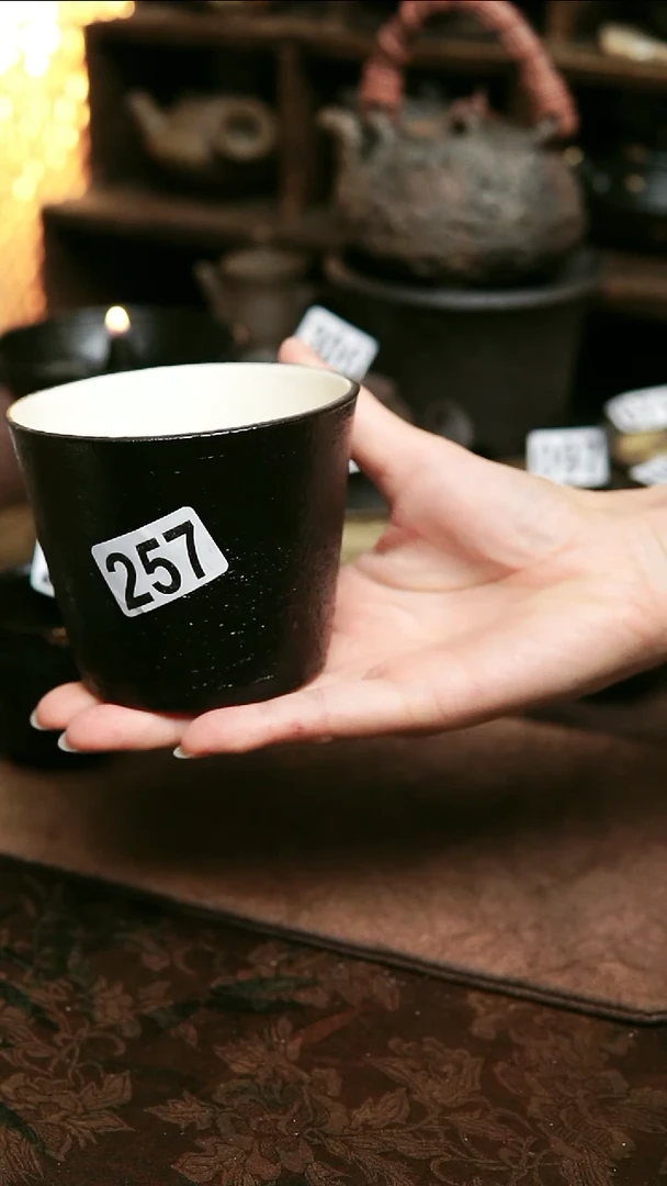 紫砂全手工内白大口杯230毫升满容