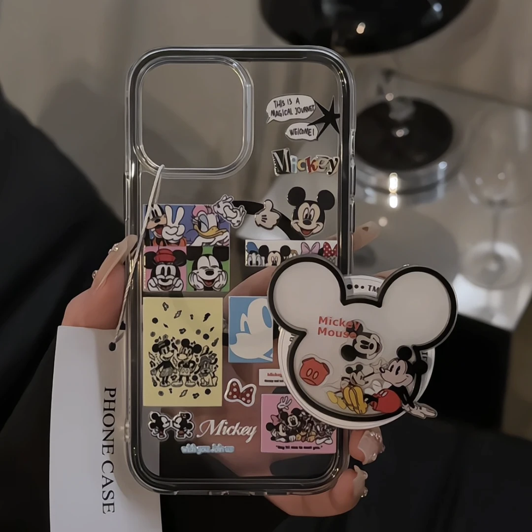 适用苹果16pro炫彩磁吸iPhone15手机壳女华为p60创意米奇素材拼贴