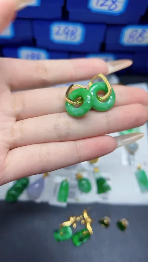 【闪购商品】翡翠耳饰银S925镶嵌Y缅料A货/支持复检/一件