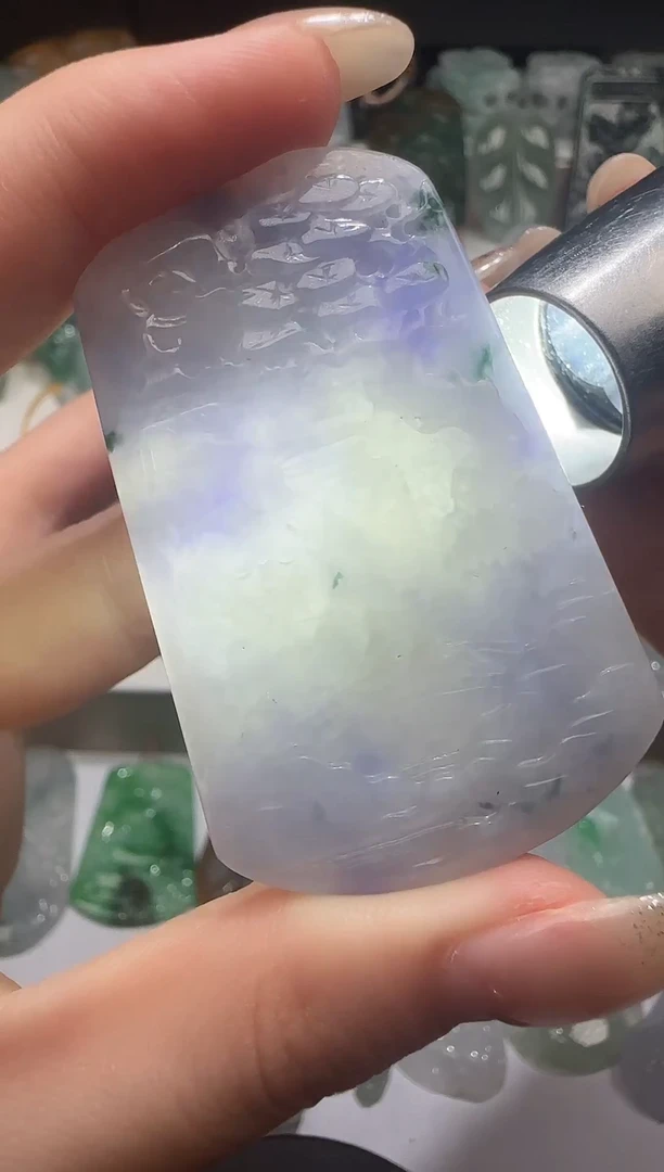 吊坠(不含链)未镶嵌翡翠天然缅甸A货翡翠山水牌