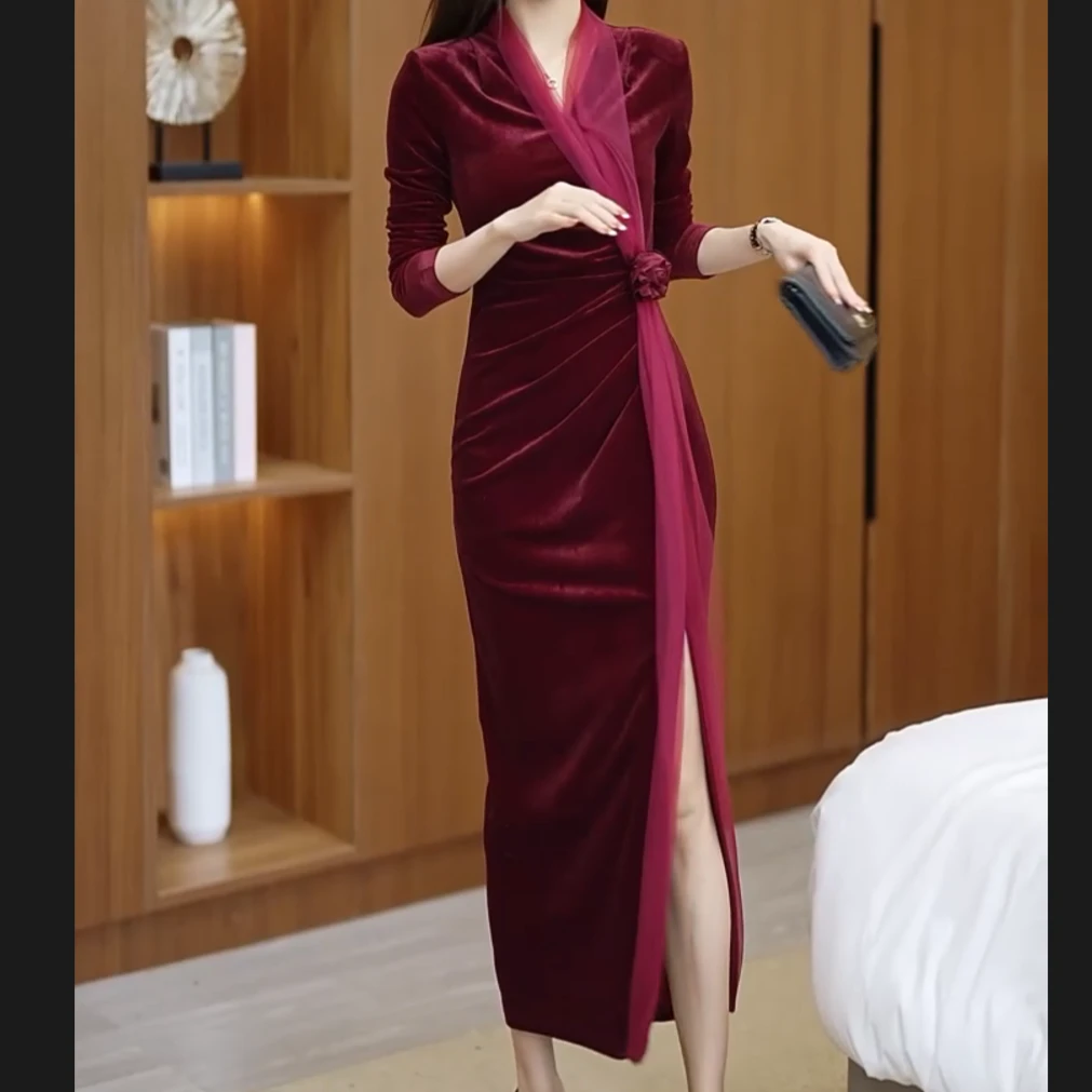 高级感气质显瘦女人味连衣裙Q191315