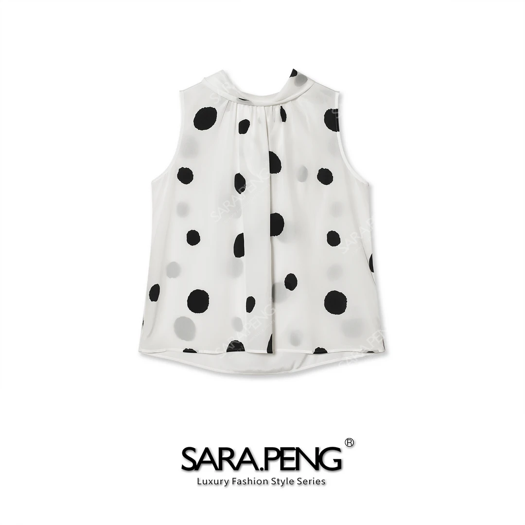 S.P琼姿花貌｜高级感桑蚕丝波点无袖上衣｜飘带减龄｜百搭神器｜奢品