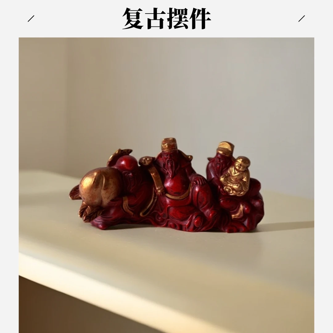 复古麒麟财神供奉收藏装饰工艺品创意中式摆设吉祥物玄关雕塑