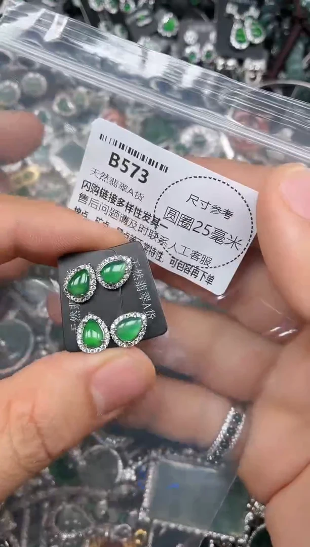 翡翠未镶嵌颈饰B573耳钉 多样性发其一