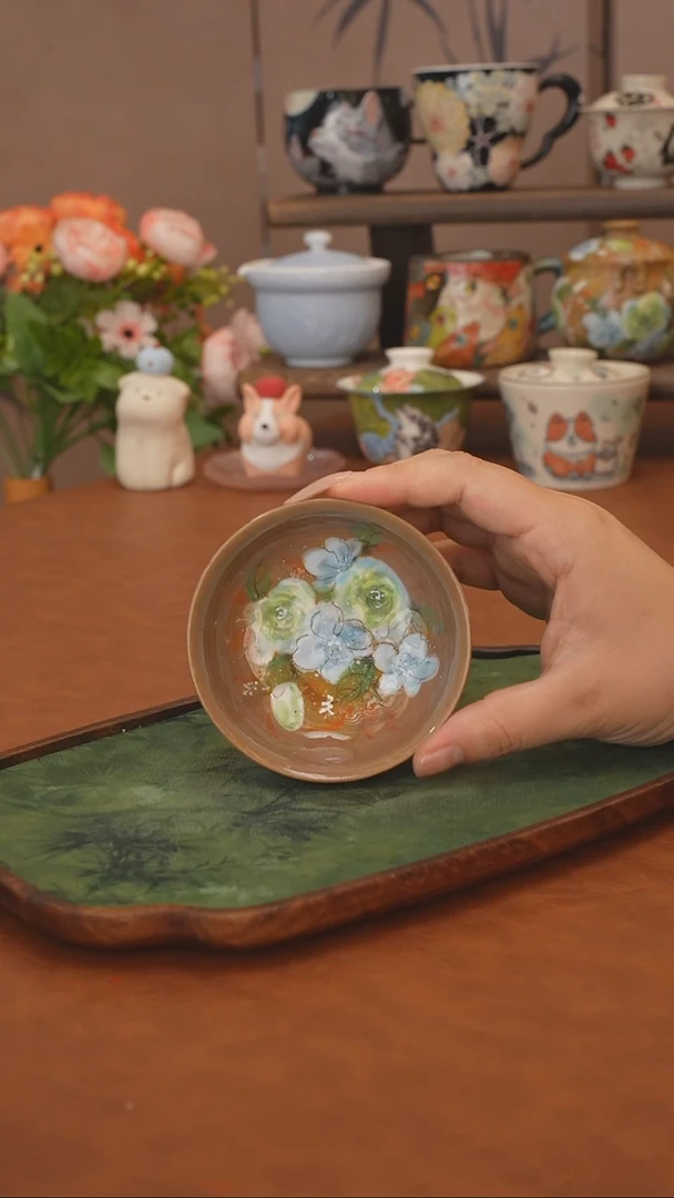 是泥吖 绿玫瑰普洱杯
