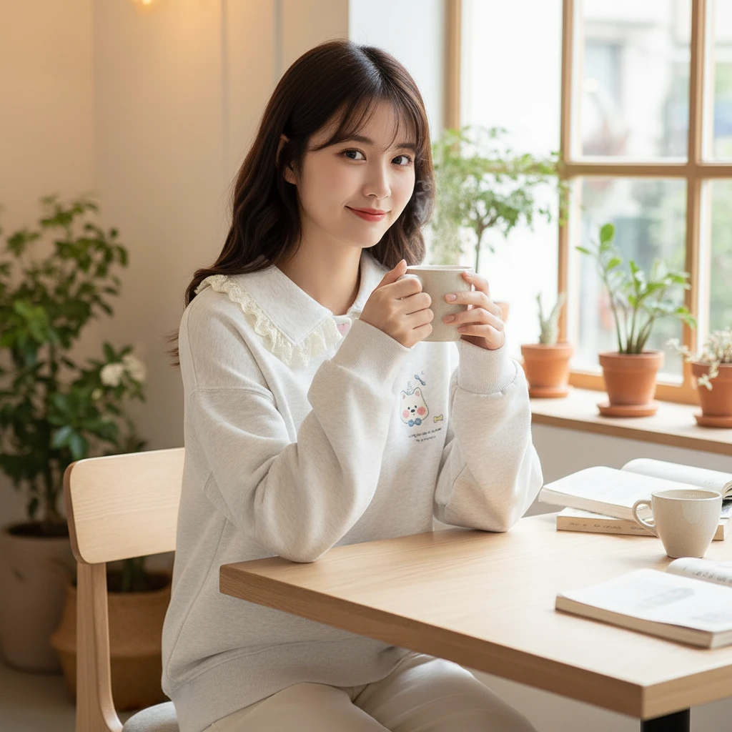 特大码300斤韩版百搭蕾丝花边娃娃领卫衣女装2025款秋冬加绒上衣