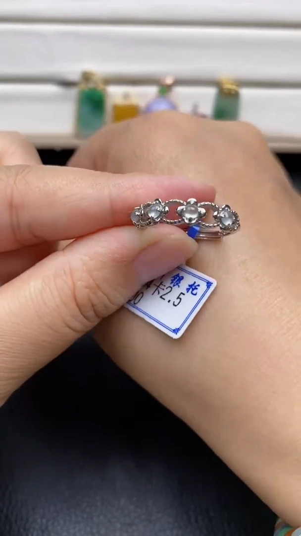 银S925镶嵌戒指翡翠1