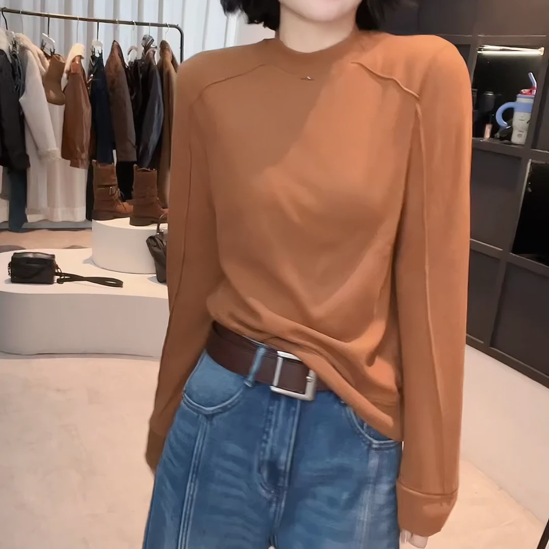 2025冬款圆领设计感时尚百搭长袖T恤打底网红显瘦上衣女LK2507928