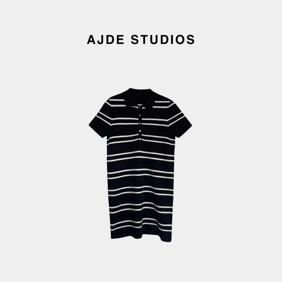 AJDE｜海魂条纹polo裙 01