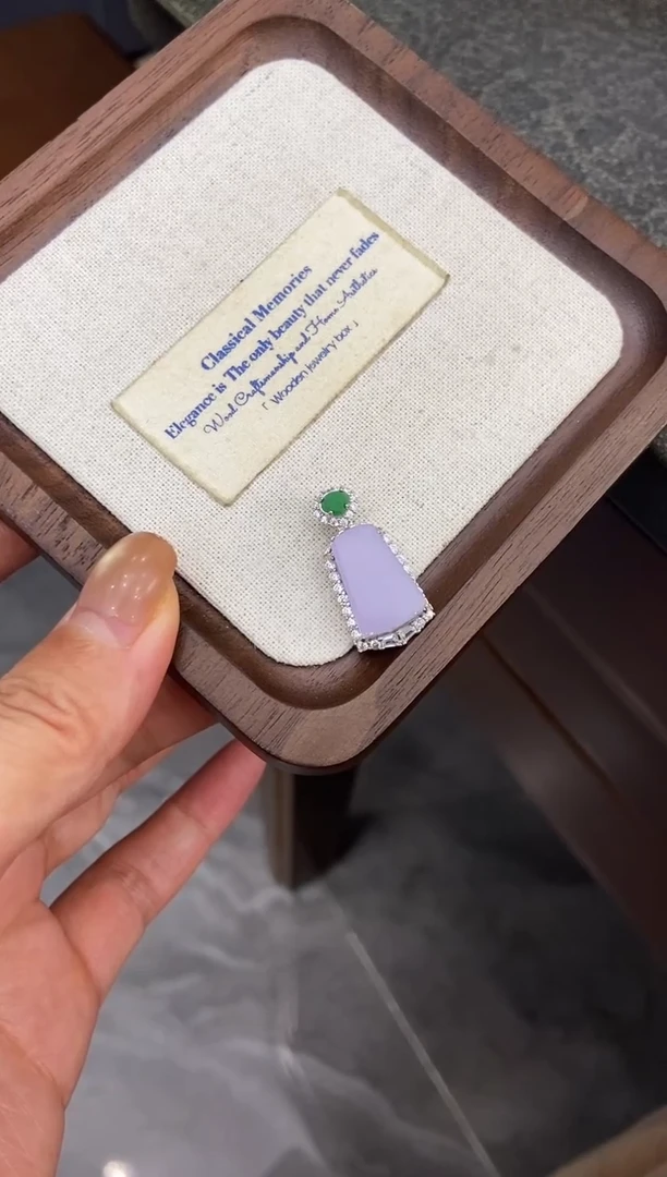 银S925镶嵌挂件翡翠吊坠