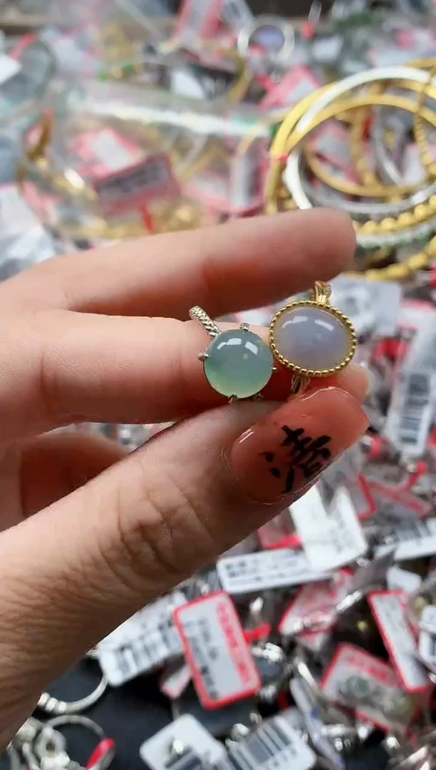 银S925镶嵌戒指翡翠天然A货缅甸翡翠