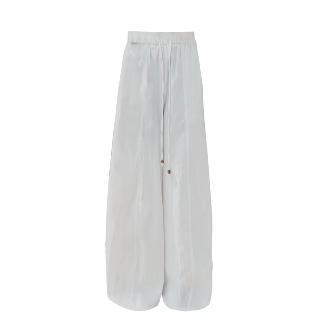 XY51191宽松长裤镂空休闲裤直筒小清新透气灯笼裤薄款绑带阔腿裤