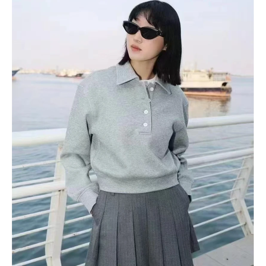 M253休闲卫衣女装打底百搭街头风短款翻领韩版253