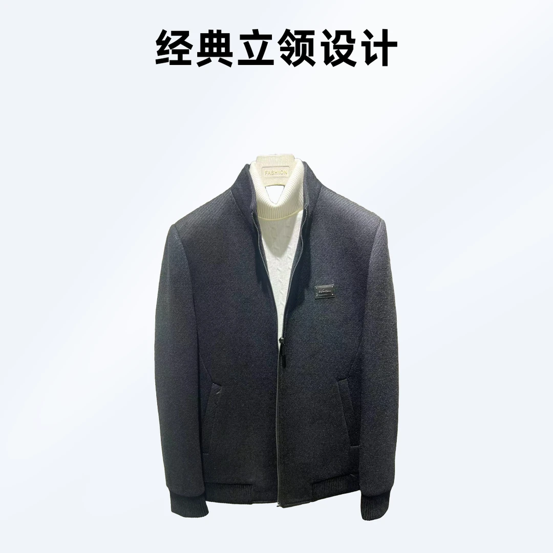 男士立领休闲羊毛茄克