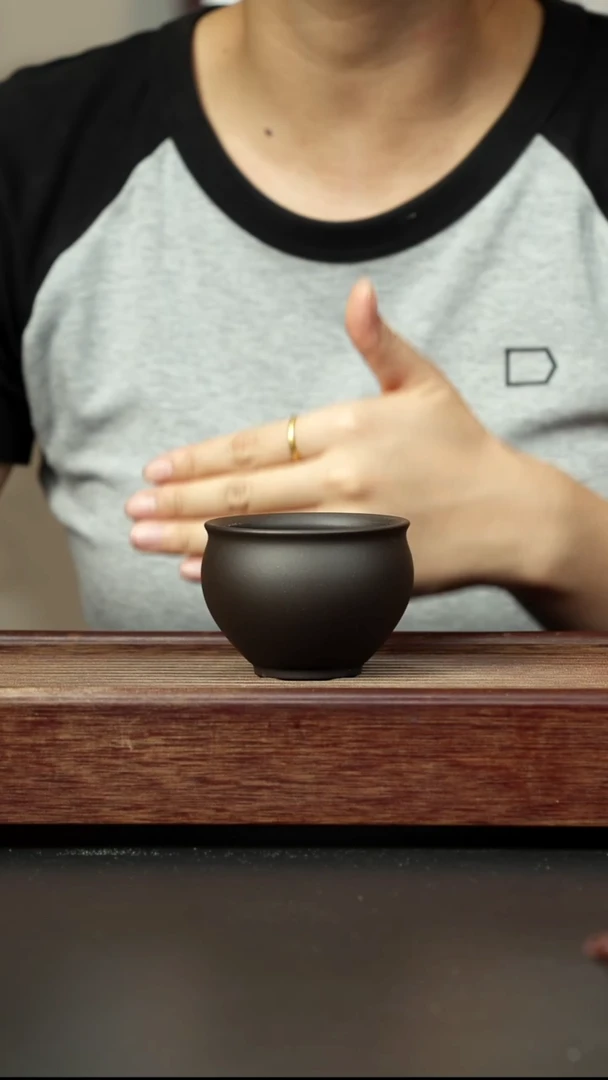 紫砂茶壶黑料圆融杯
