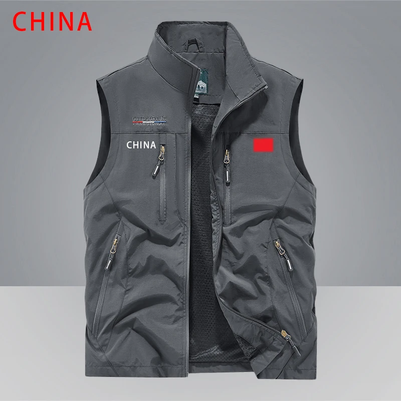 国家队2025新款男士训练款多口袋马甲男士户外工装立领字母马甲