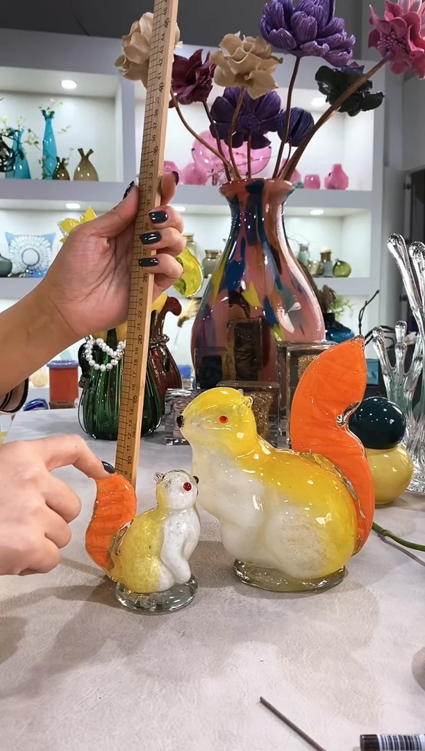 慕忆家手作琉璃花瓶微瑕一对