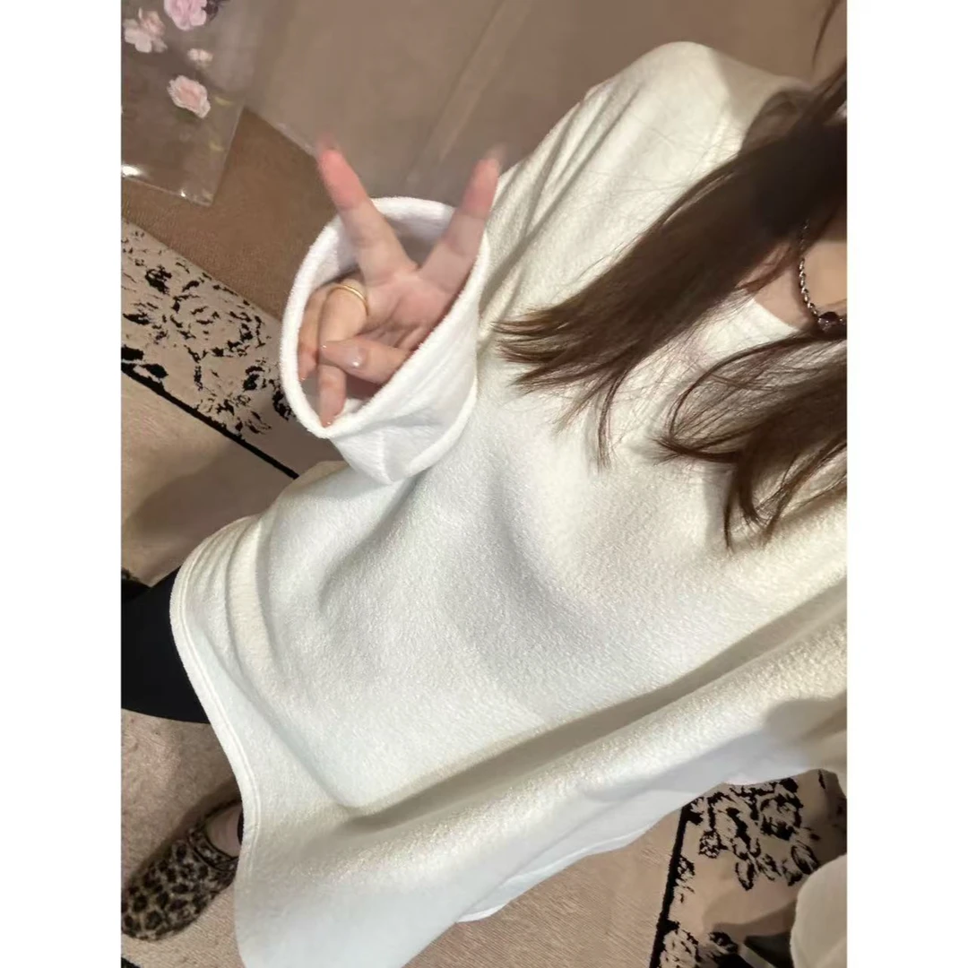 晶咕佳佳【早安T】圆领毛巾绒感宽松打底T恤长袖百搭慵懒风秋冬