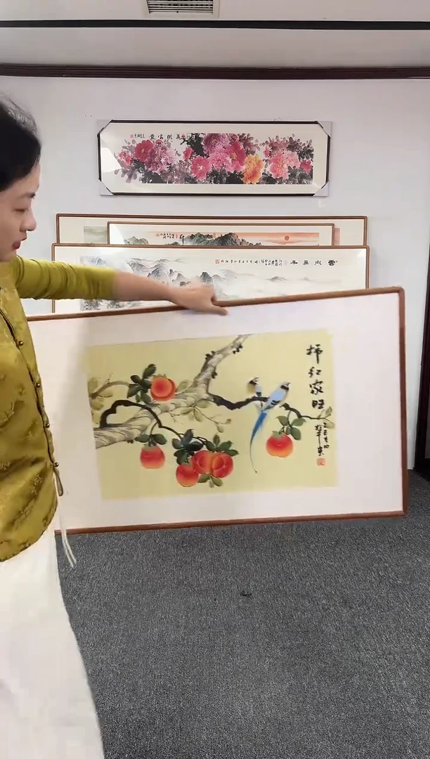 国画柿红家旺 100*60 张松平