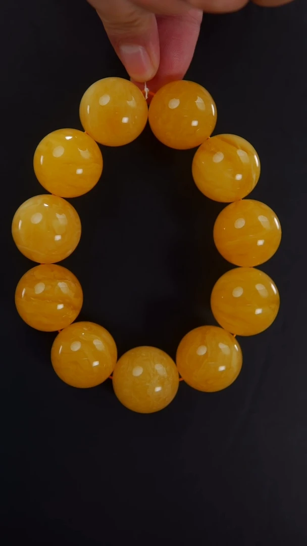 【闪购商品】蜜蜡手串未镶嵌焦皮料圆珠手串91.73