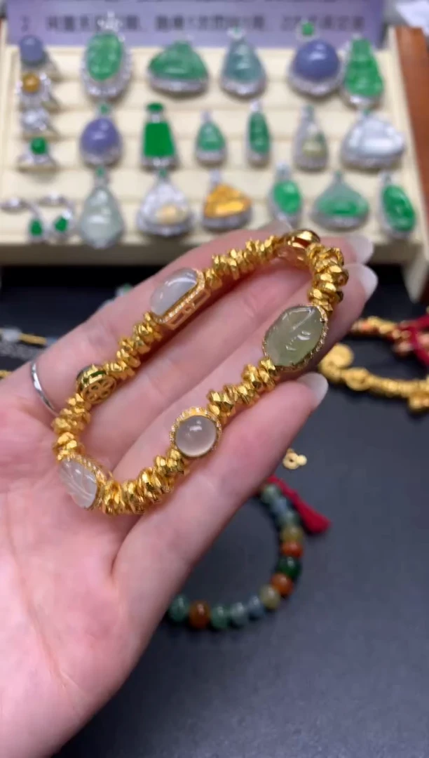 【闪购商品】18K金镶嵌翡翠手串手串|16000+1600