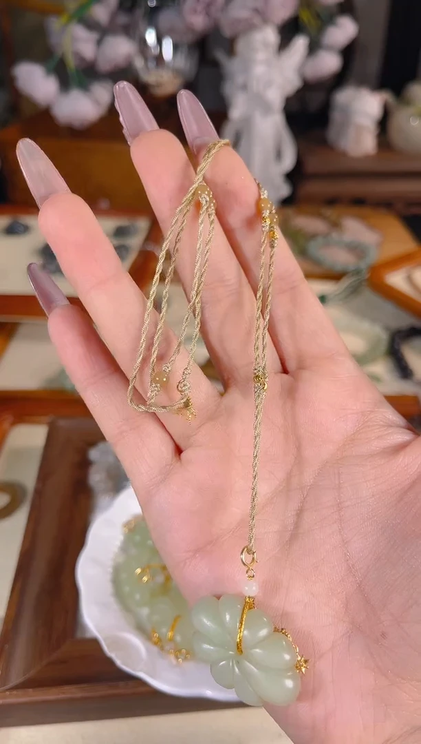 项链银S925镶嵌和田玉多样性发其一孤品默认微瑕