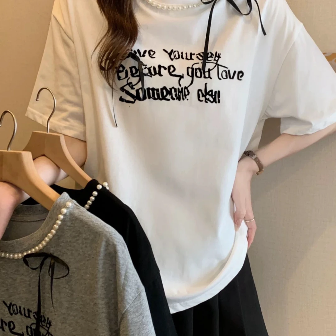 大码孕妇正肩短袖T恤女2025春夏新款洋气减龄圆领百搭上衣1932