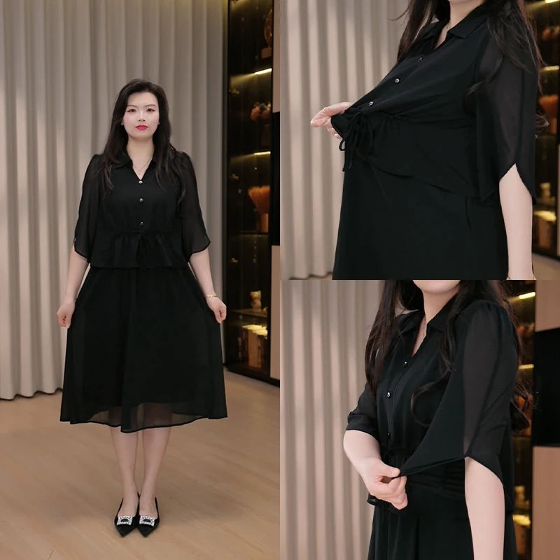 大码女装2025夏季新款气质显瘦优雅连衣裙ZB7256