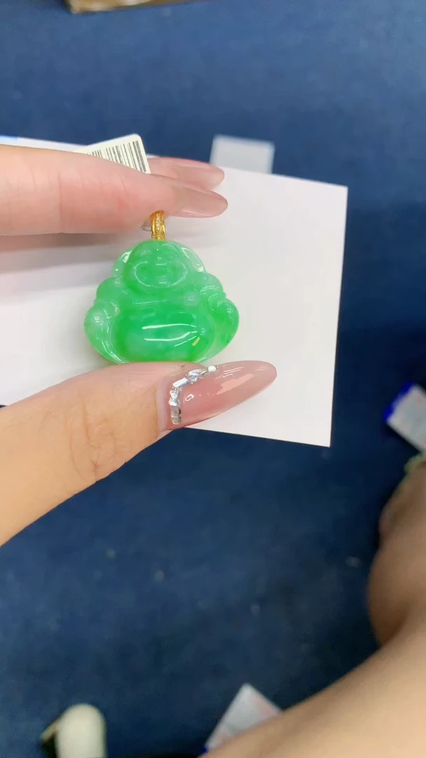 翡翠18K金镶嵌吊坠(不含链)1