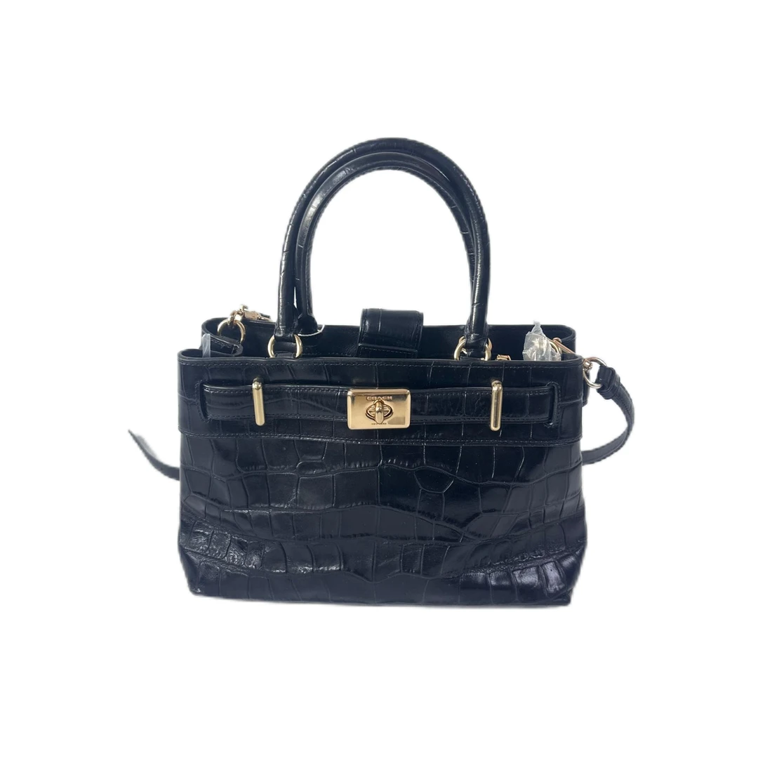 95新 COACH/蔻驰 黑色鳄压纹swagger机车手提斜挎包 AF-10065-C