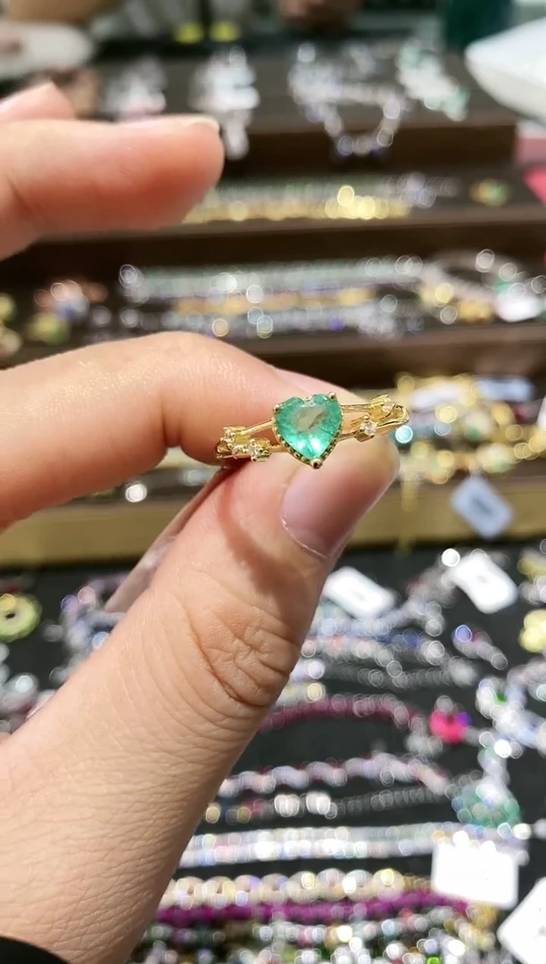 【闪购商品】祖母绿戒指银S925镶嵌戒指