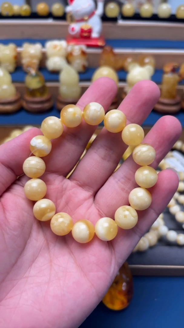 手串蜜蜡未镶嵌p35俄料浓蜡妖花手串 16.58克  12mm