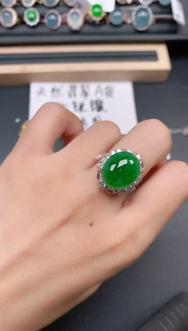 银S925镶嵌戒指翡翠111