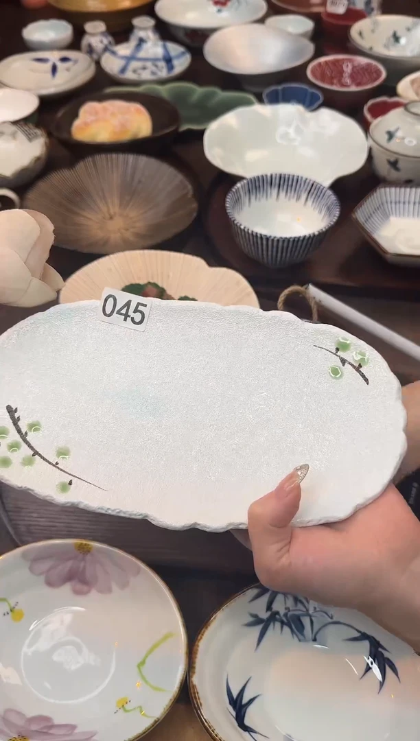 瓷（绿梅）花边寿司长盘