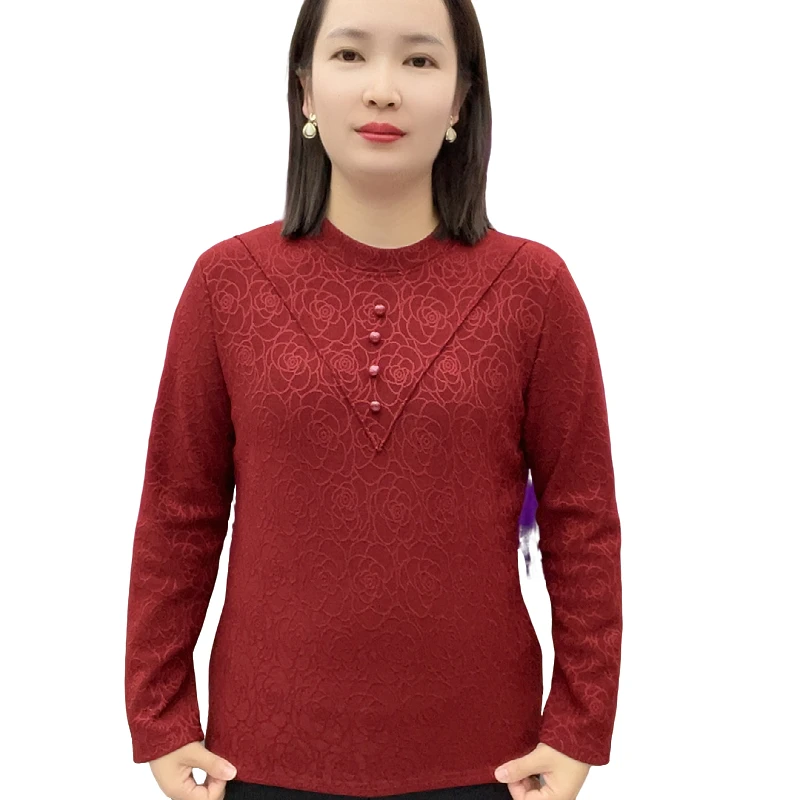 半高领加绒保暖卫衣中老年妈妈装秋冬款时尚高品质厚款百搭上衣93