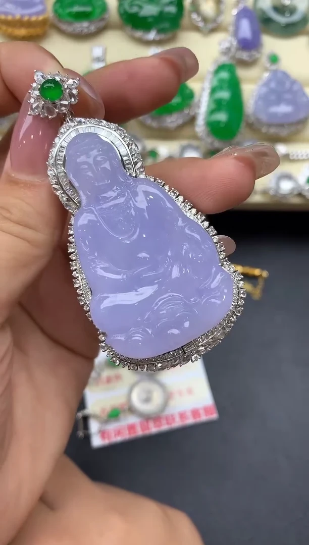 颈饰18K金镶嵌翡翠474-中国好珍宝