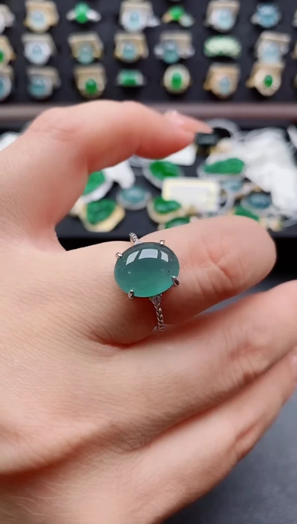 银S925镶嵌戒指翡翠1