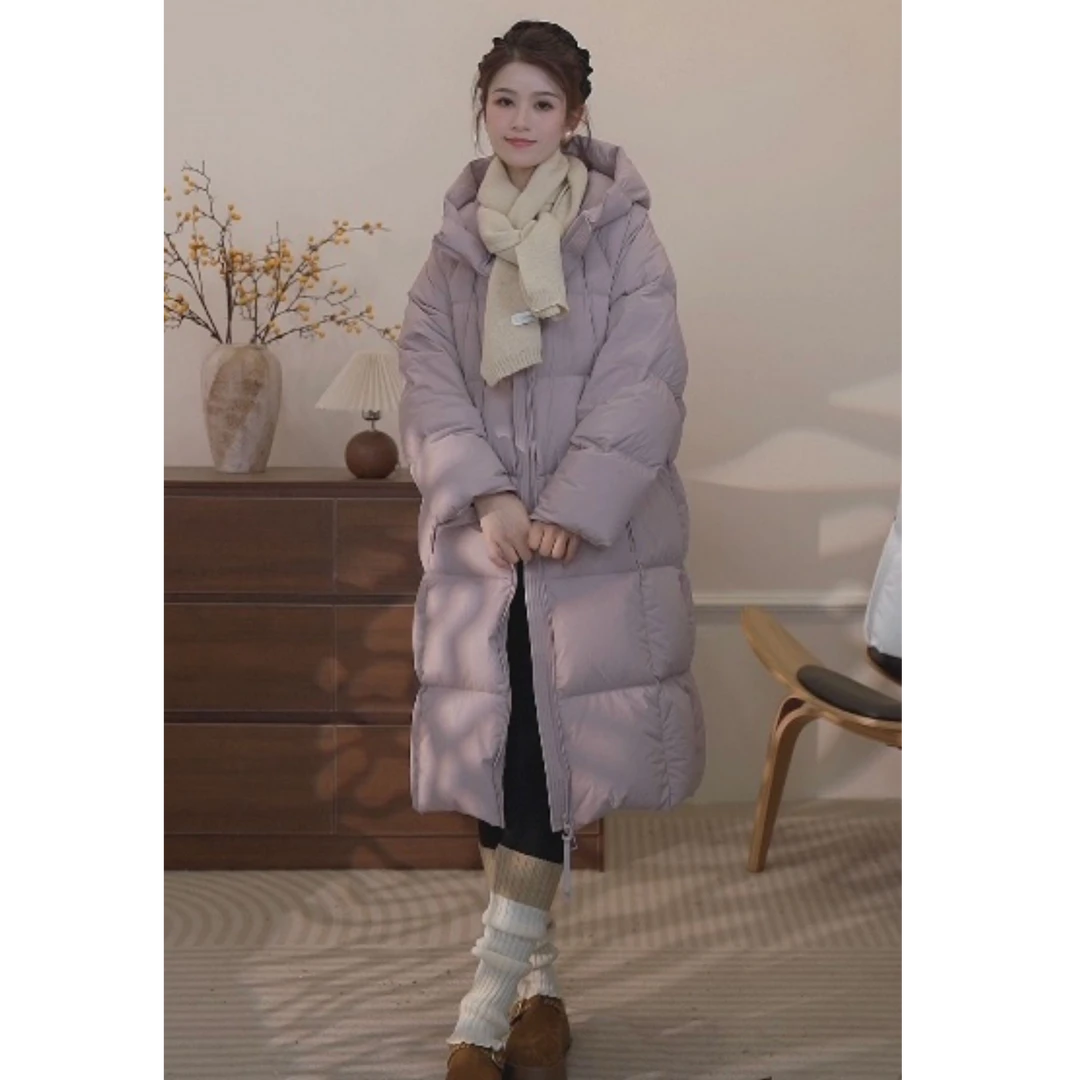 现货福利宠粉 韩版中长款连帽显瘦 羽绒服 女