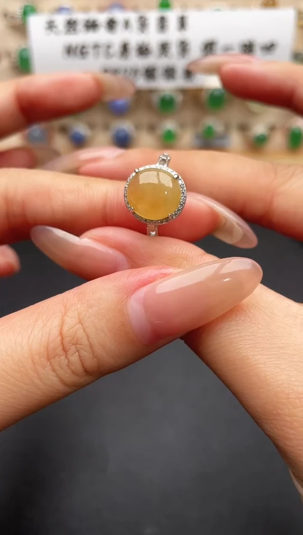 银S925镶嵌戒指翡翠一物一证一礼盒