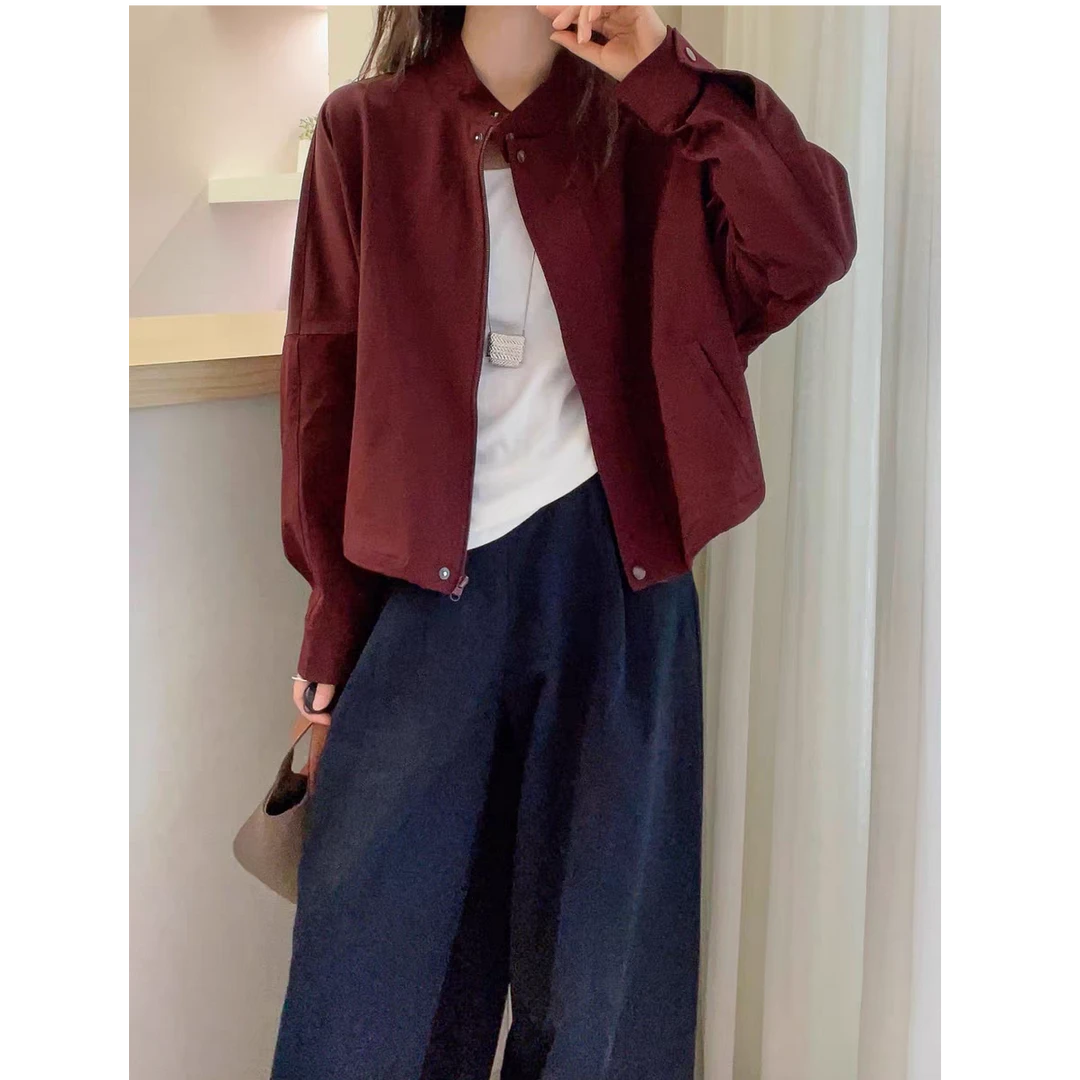 复古立领工装夹克外套女欧洲站2025早秋新款欧货女装小个子上衣潮