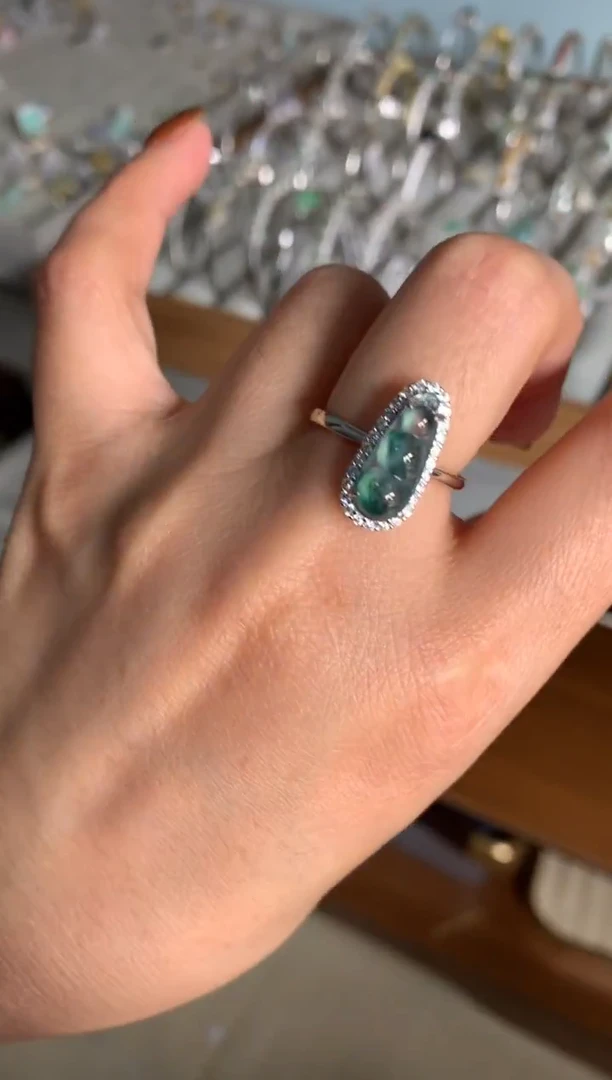 银S925镶嵌戒指翡翠??1