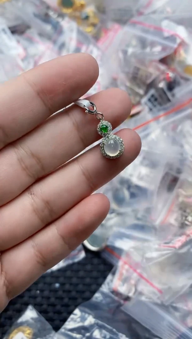 翡翠银S925镶嵌戒指6666---1